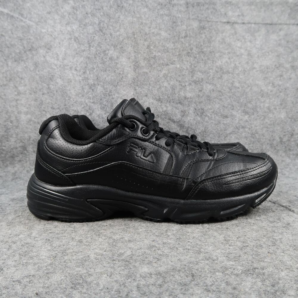 Fila Shoes Mens 8 Athletic Trainer Comfort Sneaker Black Leather Casual Active